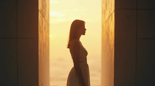 Eine Person mit aufrechter Körperhaltung und selbstbewusster Ausstrahlung, die sich in einem modernen urbanen Umfeld bewegt, symbolisiert innere Stärke und emotionale Unabhängigkeit im Dating.