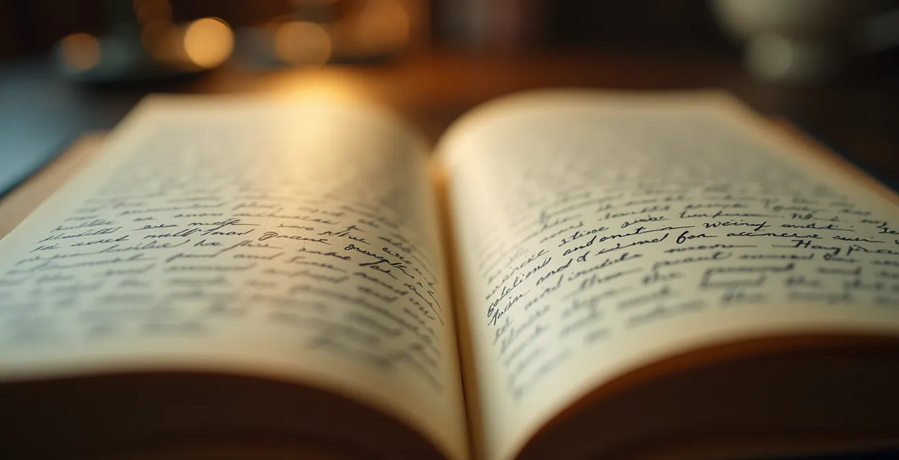 Detaillierte Makrofotografie eines offenen Notizbuchs mit handschriftlichen Notizen über persönliche Erfolge und Meilensteine