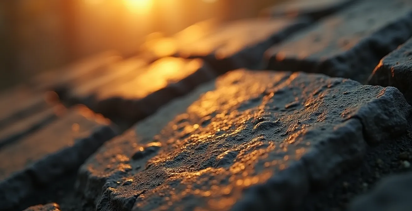 Eine starke, symmetrische Festung im goldenen Licht, symbolisiert eine unerschütterliche innere Festung des Selbstwerts, die äußere Kritik abwehrt.
