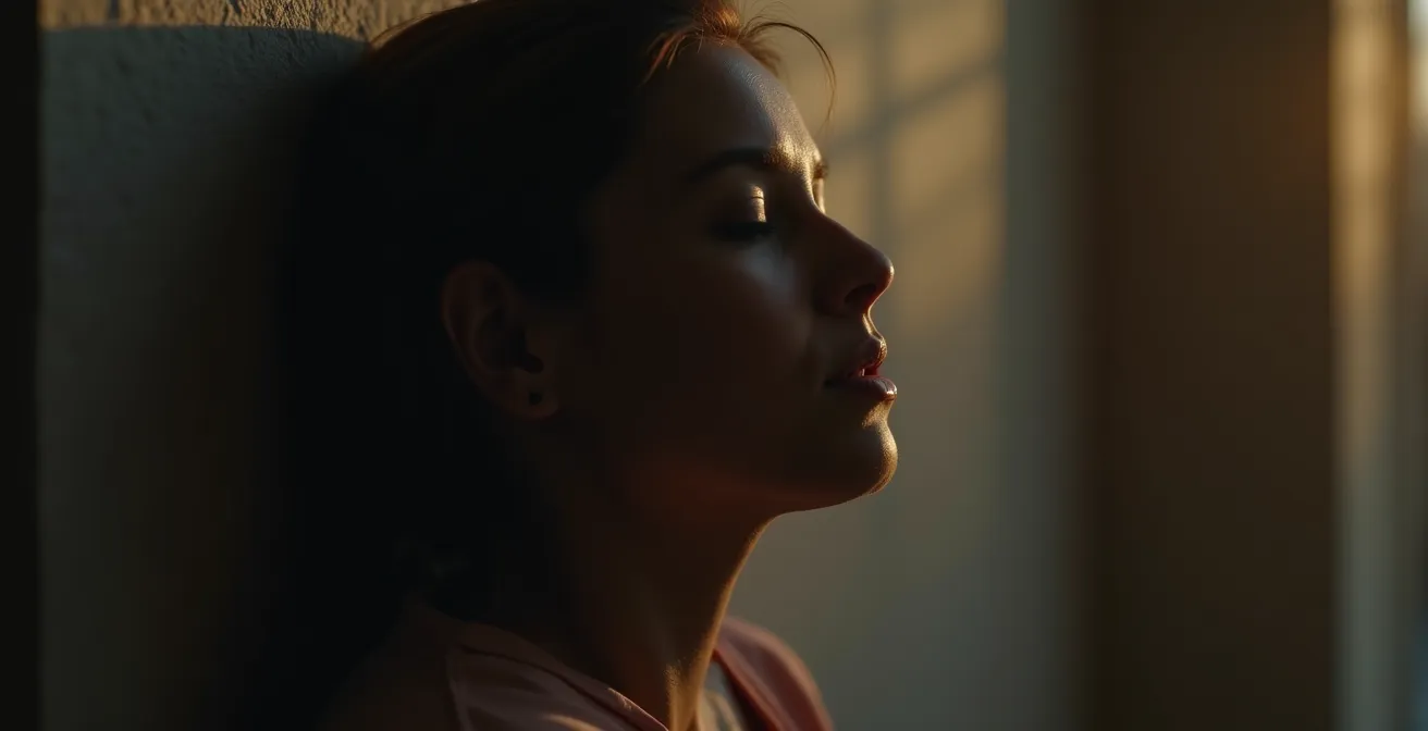 Symbolische Darstellung eines Menschen in innerer Reflexion mit visuellen Metaphern für innere Stimmen und Gedankentransformation