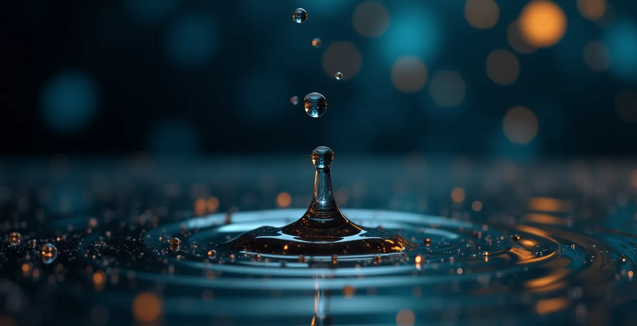 Wissenschaftliche Visualisierung der Gehirnchemie: feine, leuchtende neuronale Vernetzungen und molekulare Strukturen.