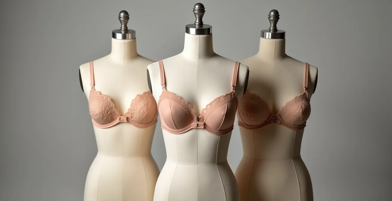 Visuelle Darstellung verschiedener BH-Schnitte und deren Wirkung auf das Dekolleté